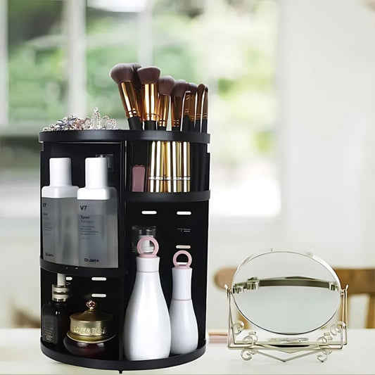 360° Rotating Makeup Organizer | Adjustable Cosmetic Display Stand Box