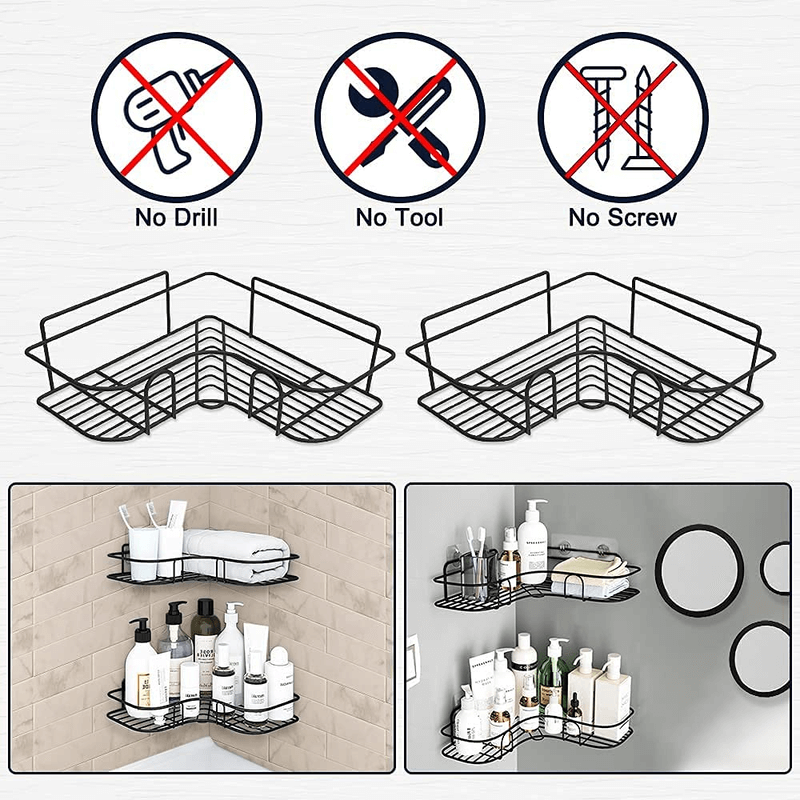 Multipurpose Bathroom/Kitchen Corner Storage Organizer - Comes With Hook