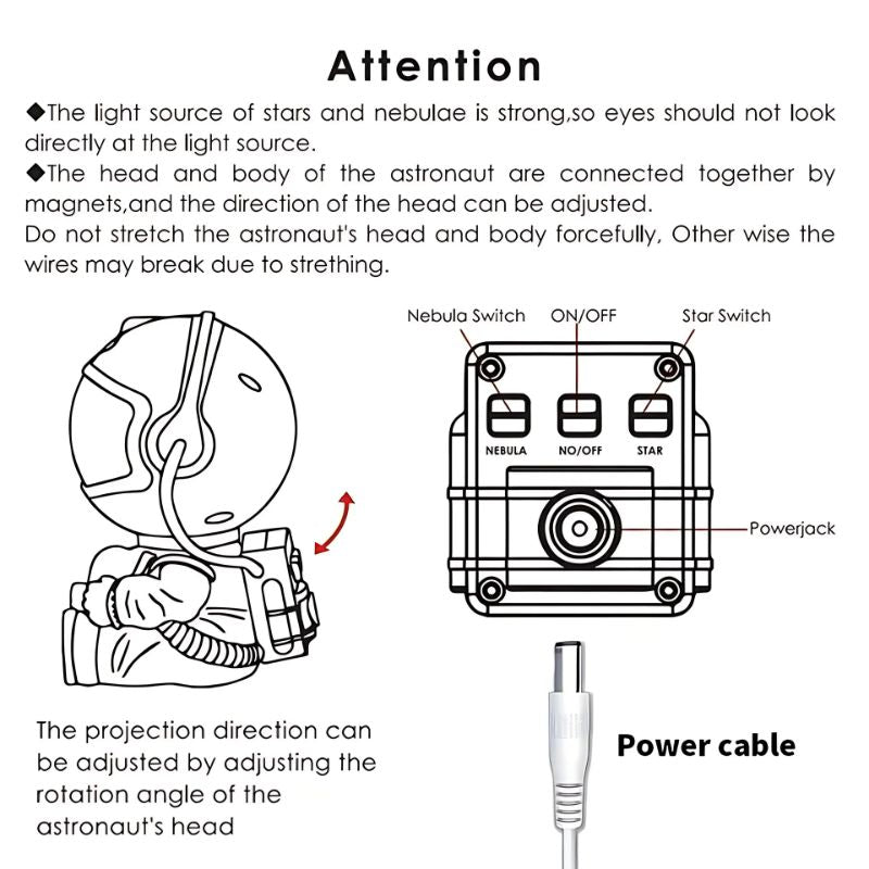 Astronaut Starry Sky Nebula USB LED Night Light - RGB Magic Ceiling Projector For Bedroom