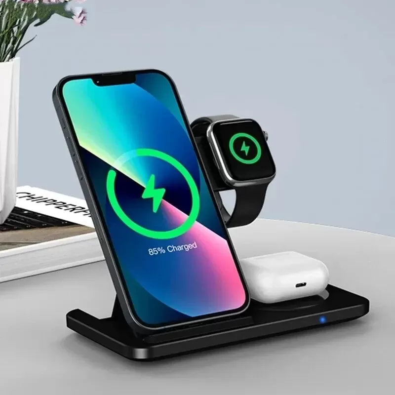Max Foldable Wireless Charging Stand: Fast Charge For Phone, Smart Watch & Ear-pods