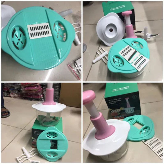 Multifunctional Manual Hand Push Food Chopper 2 Liter, + Grater & Slicer Set Gift 🎁