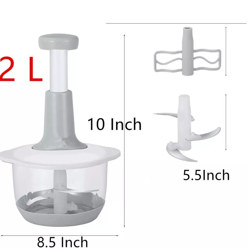 Multifunctional Manual Hand Push Food Chopper 2 Liter, + Grater & Slicer Set Gift ๐