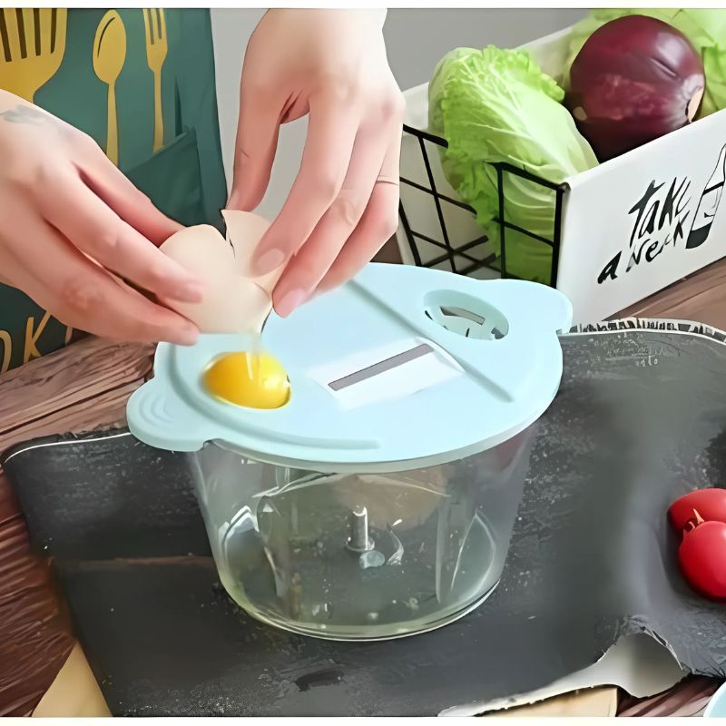 Multifunctional Manual Hand Push Food Chopper 2 Liter, + Grater & Slicer Set Gift ๐