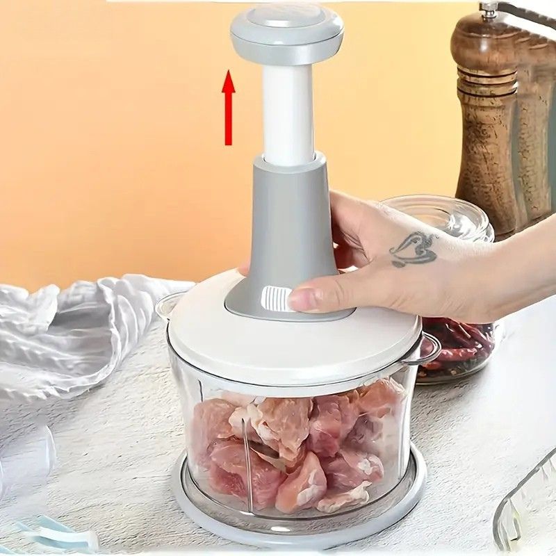 Multifunctional Manual Hand Push Food Chopper 2 Liter, + Grater & Slicer Set Gift ๐