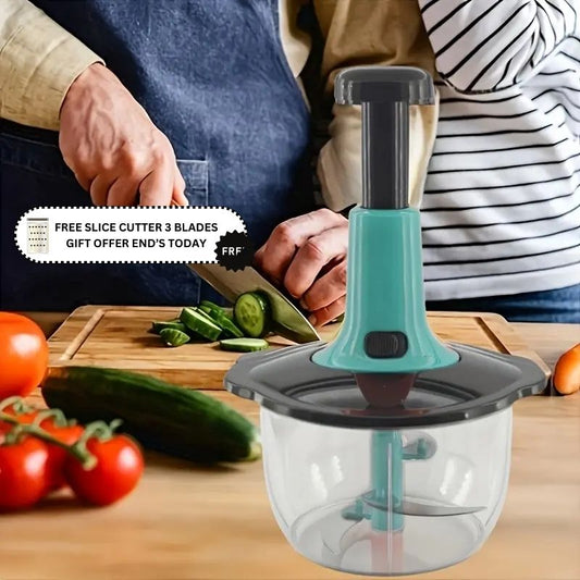 Multifunctional Manual Hand Push Food Chopper 2 Liter, + Grater & Slicer Set Gift 🎁