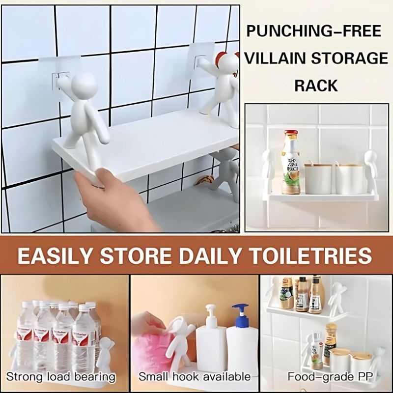 2 Piece Punch-free wall hanging storage shelf, floating bathroom shelf