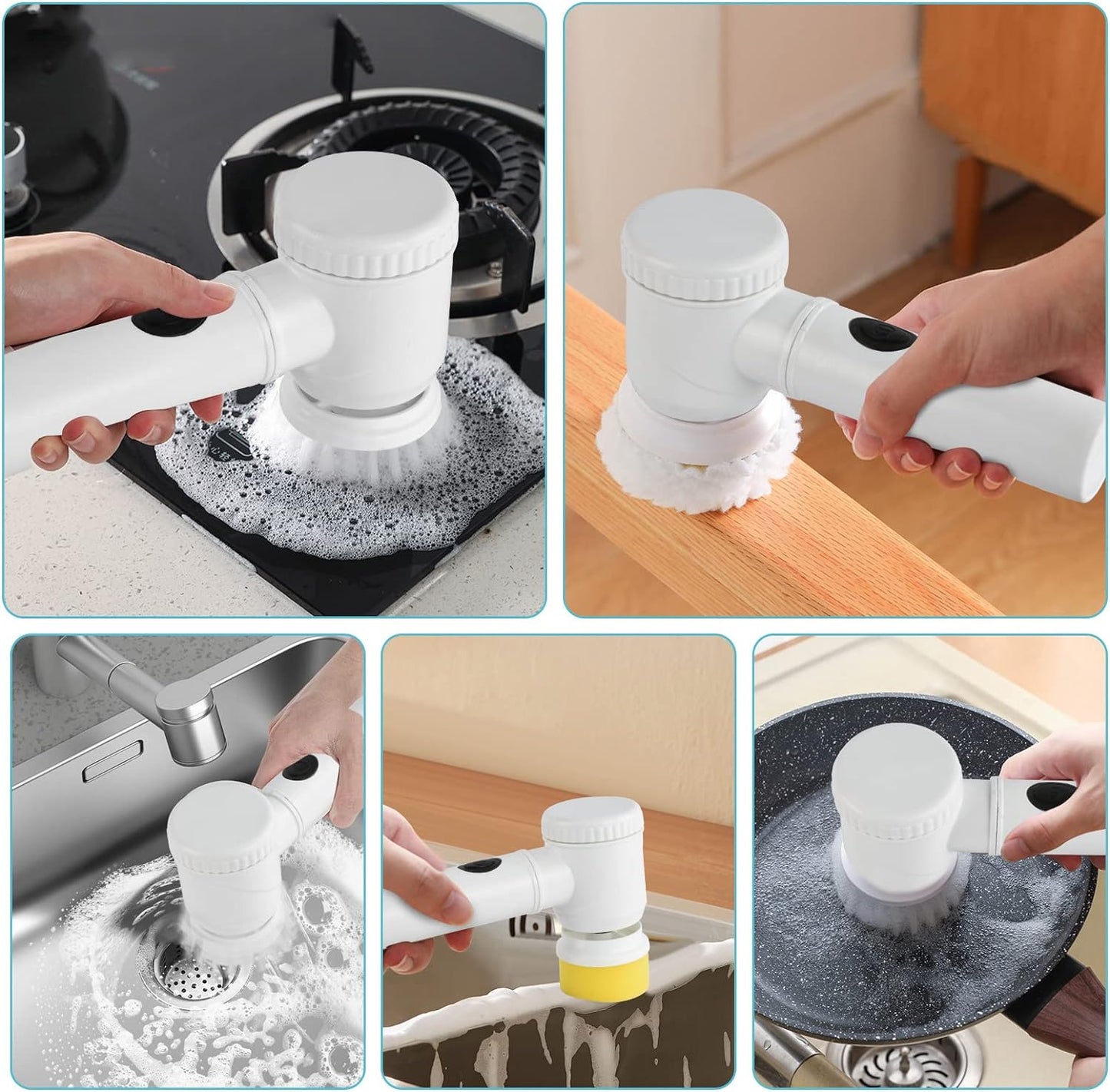 Revolutionize Cleaning: 5-in-1 Rechargeable Electric Spin Scrubber - Your Ultimate Kitchen Handheld Magic