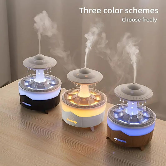 UFO Shaped Raindrop Aromatherapy Humidifier with LED Lights, Relaxing Home & Office Decor