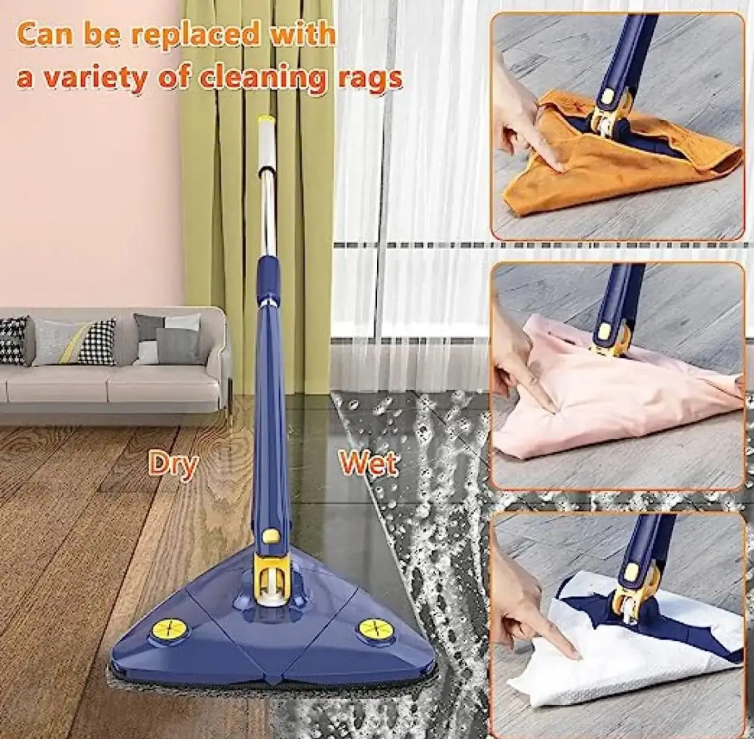 360° Triangle Mop: Clean Everywhere Easily! Stainless Steel Handle for Any Surface