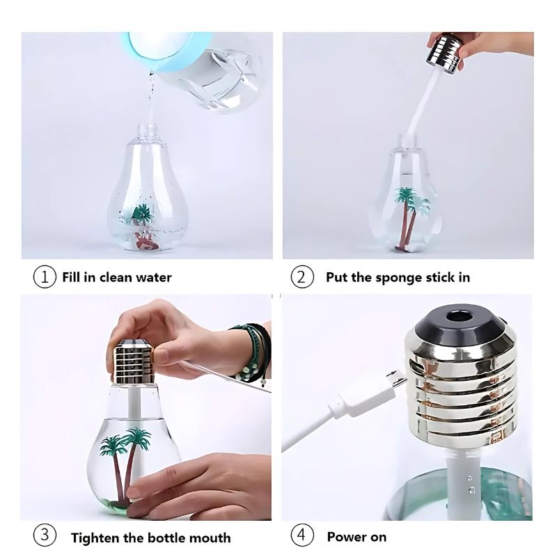 Colorful Light Bulb Shaped Humidifier, Gradient Night Light 💡