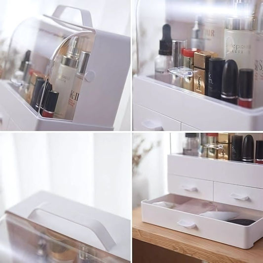 Makeup Organizer Modern Cosmetic White Storage Box | Portable Handle