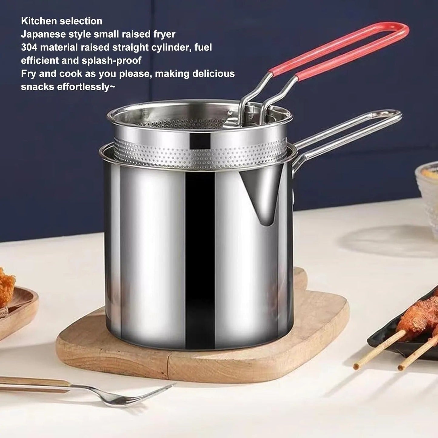 Smart, Stainless Steel Deep Fryer Pot 1200ml Oil Capacity, With Strainer 💖