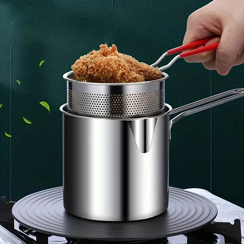Smart, Stainless Steel Deep Fryer Pot 1200ml Oil Capacity, With Strainer 💖
