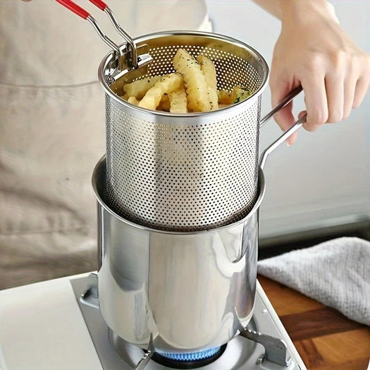 2 in 1 Stainless Steel Deep Fryer Pot 1200ml Oil Capacity, With Fryer Holder 💖