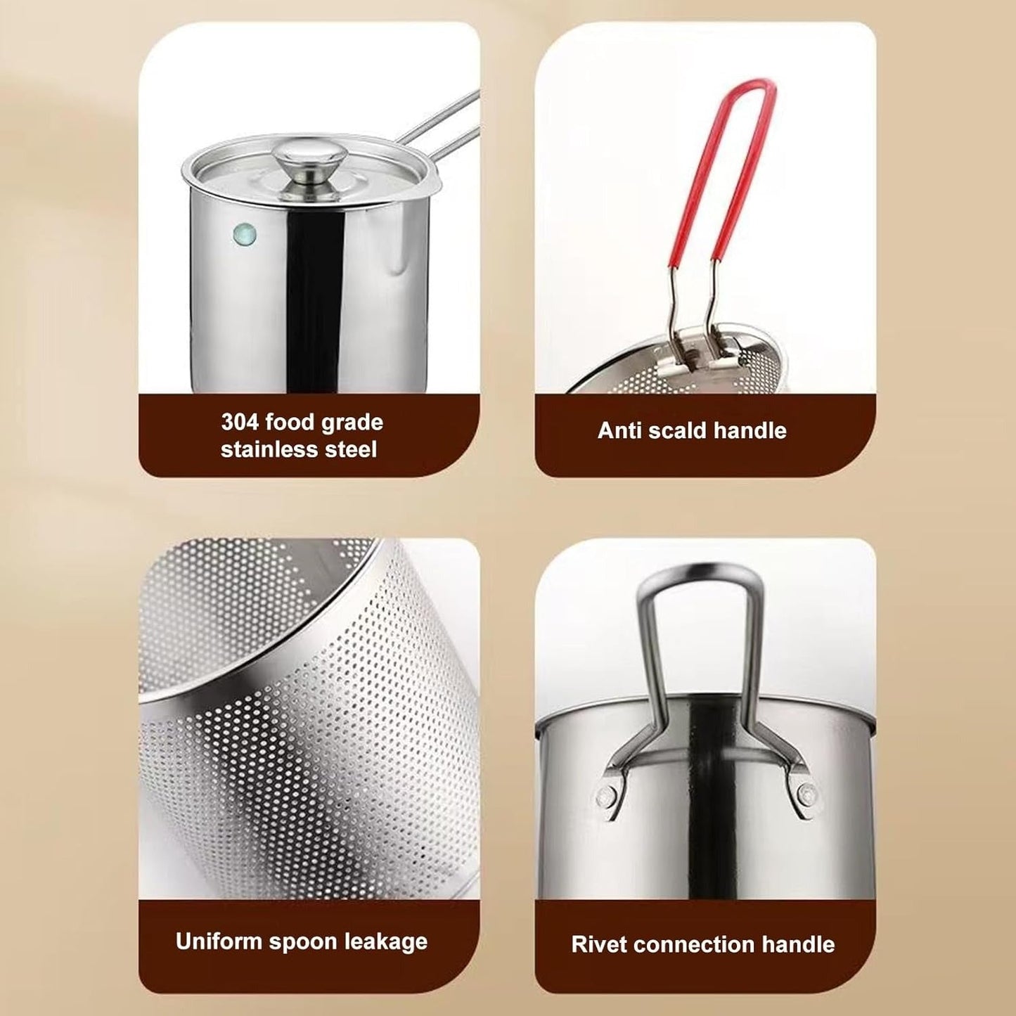 Smart, Stainless Steel Deep Fryer Pot 1200ml Oil Capacity, With Strainer 💖