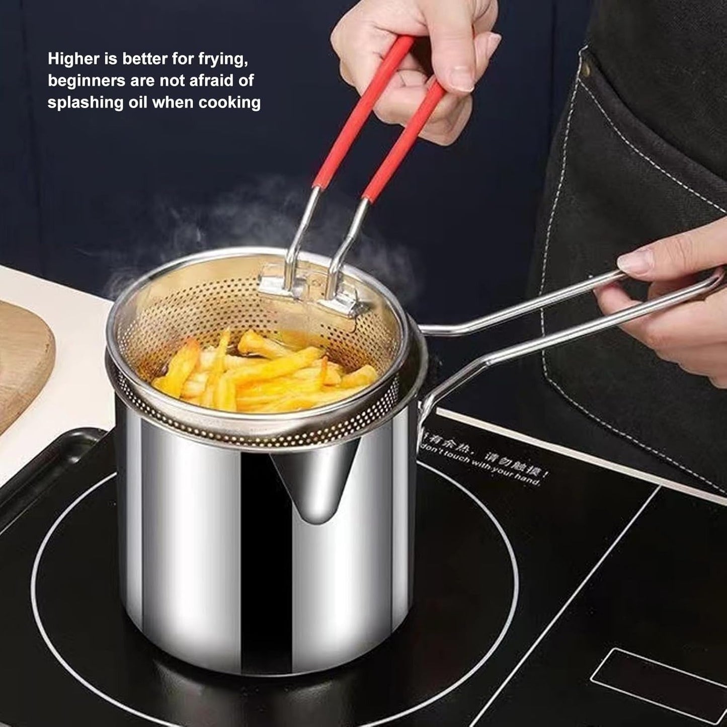 Smart, Stainless Steel Deep Fryer Pot 1200ml Oil Capacity, With Strainer 💖