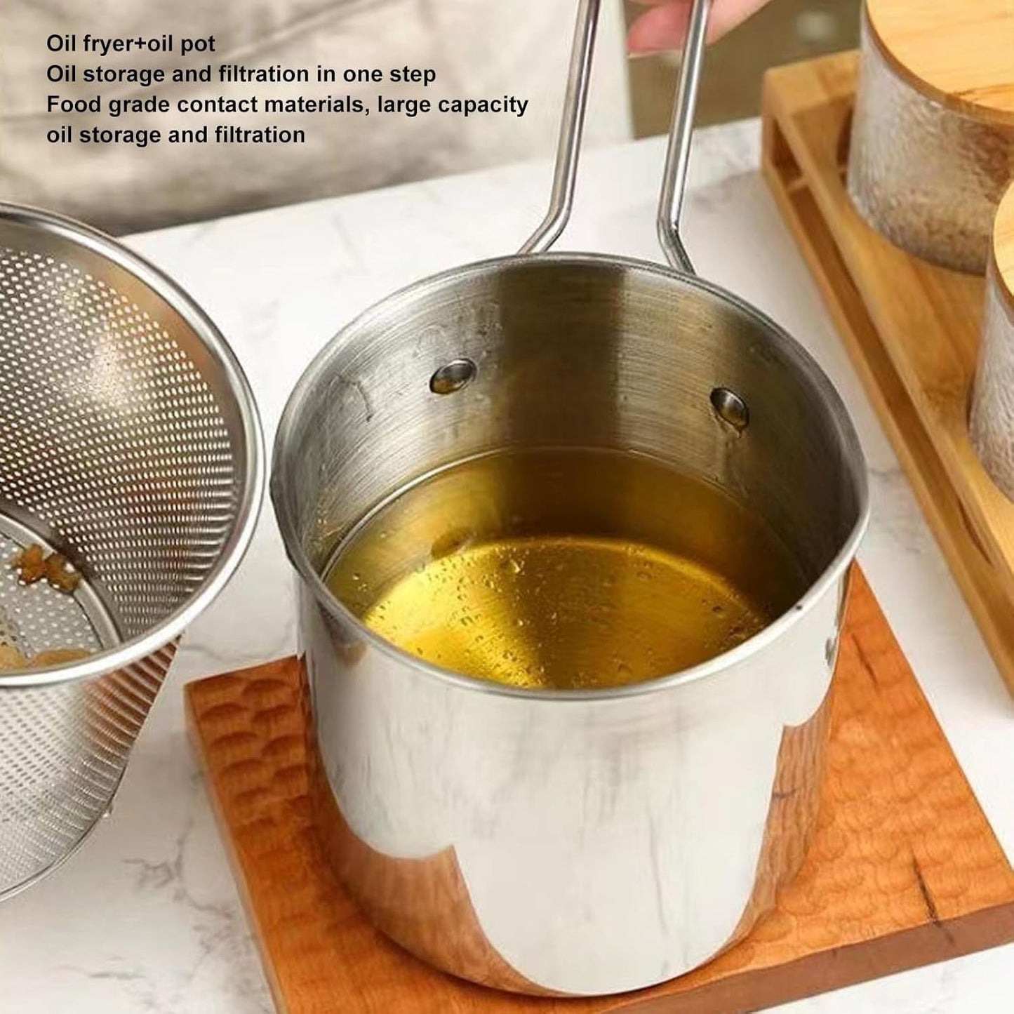 2 in 1 Stainless Steel Deep Fryer Pot 1200ml Oil Capacity, With Fryer Holder 💖