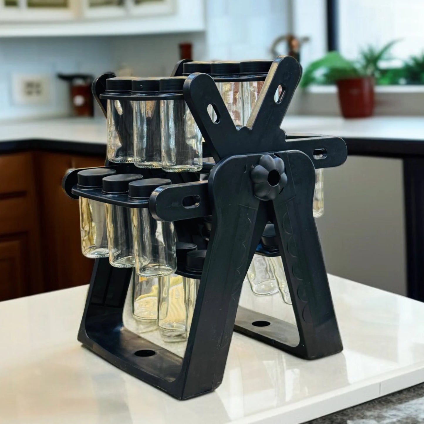 18-Jar Rotating Spice Rack Organizer Set (100ml) with Spice Lable