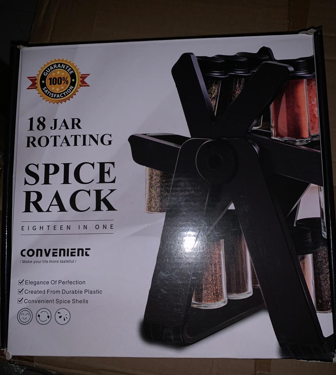 18-Jar Rotating Spice Rack Organizer Set (100ml) with Spice Lable