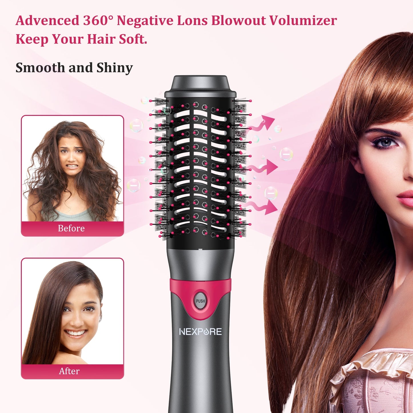All-in-One Hot Air Brush – Dryer, Curler, Straightener & Volumizer