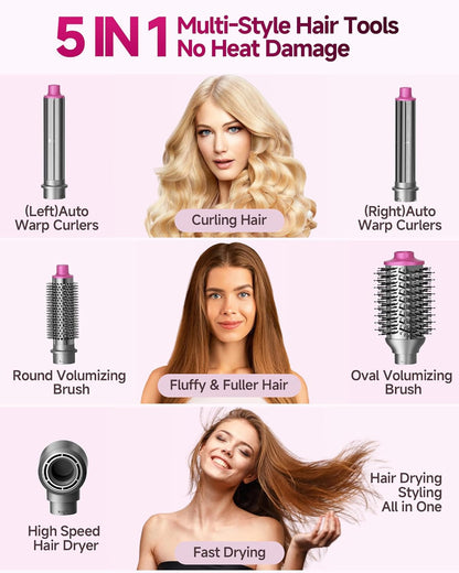 All-in-One Hot Air Brush – Dryer, Curler, Straightener & Volumizer