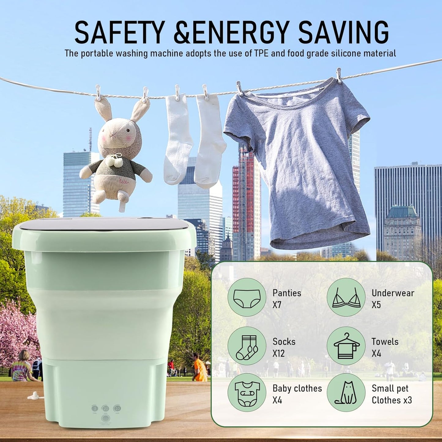 Automatic, Foldable Washing Machine With Dryer | Capacity 9 Liter