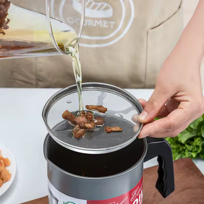 Stainless Steel Oil Pot with Oil Filter - 1400ml Oil Capacity