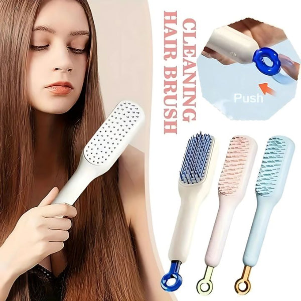 Self-Cleaning Hair Brush, One-click Cleaning, Anti-Static Hairbrush